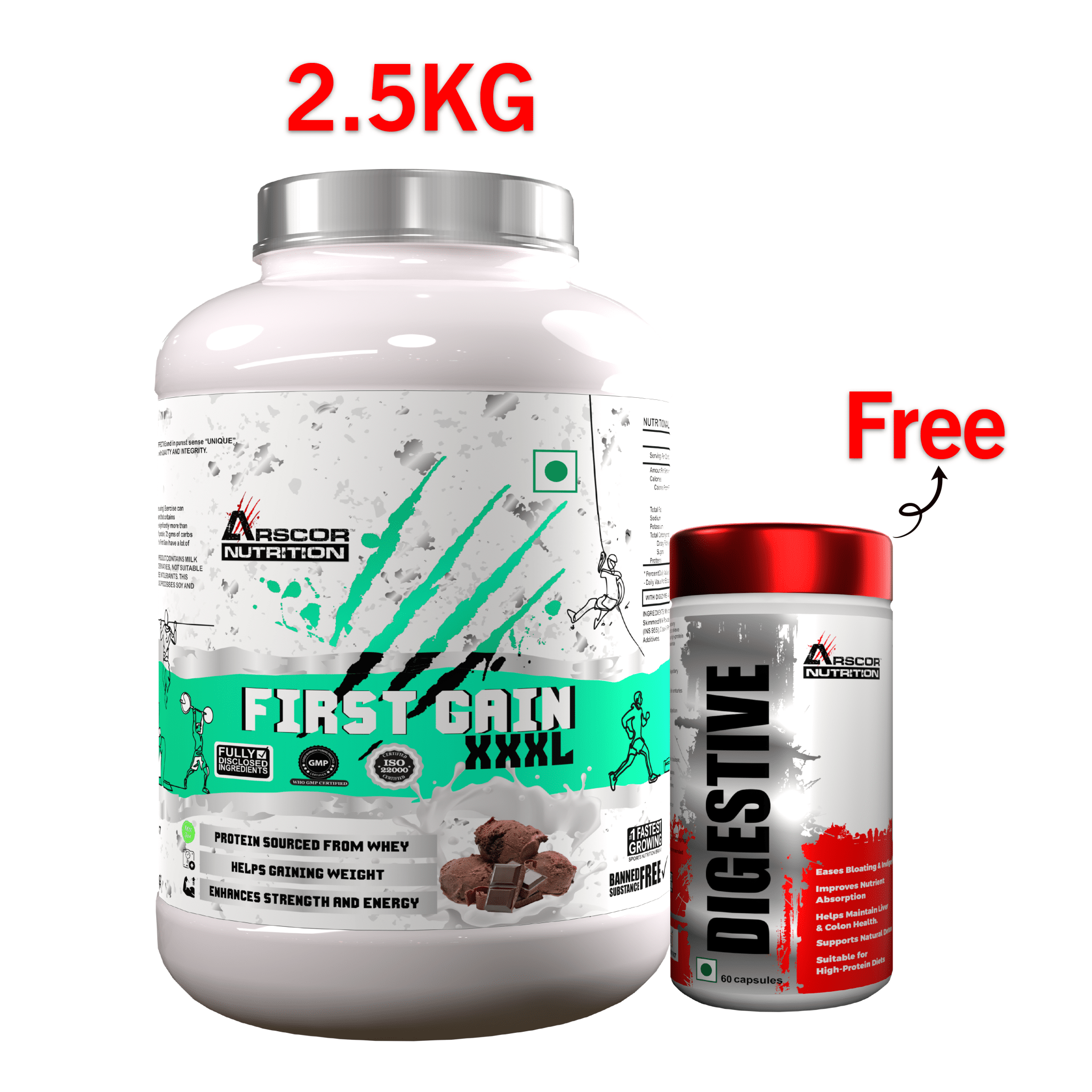 Arscor's First Gain | Lean Muscle Weight Gainer with Whey Protein & Complex Carbs - Arscor Nutrition -